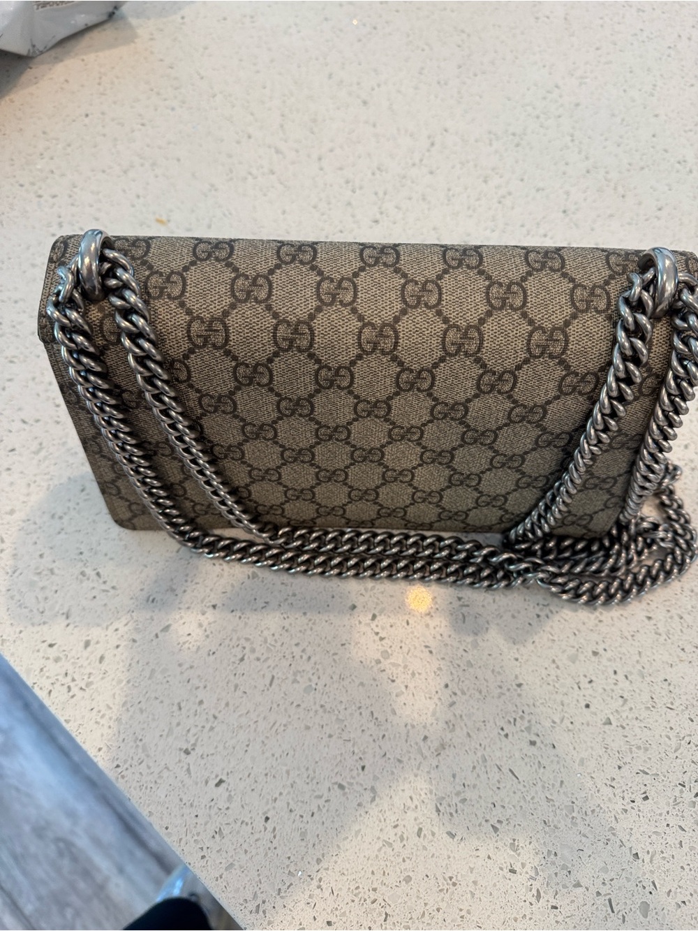 Gucci Beige GG Supreme Dionysus Chain Crossbody Bag - Picture 6 of 11